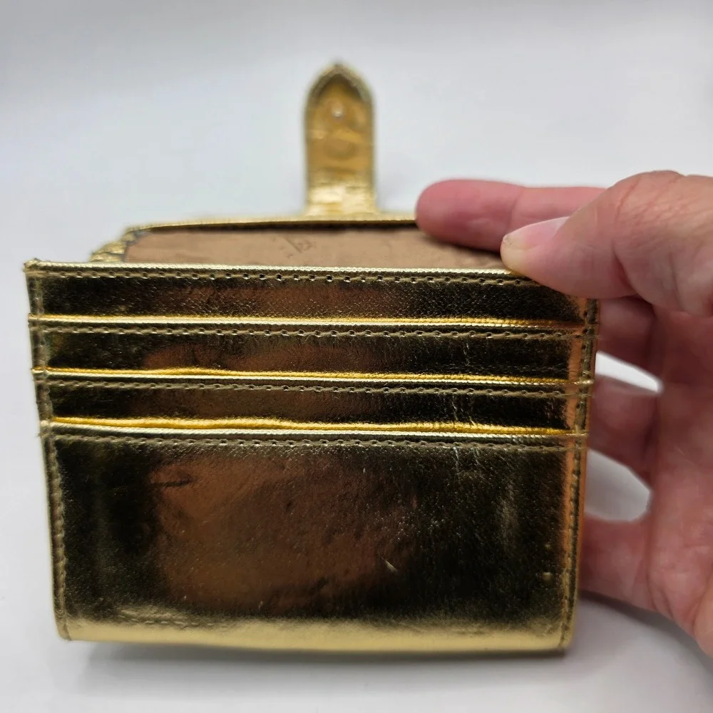 Whiting and Davis Vintage Gold Metal Mesh Bi-fold Wallet ID Window Card Slots